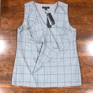 Banana Republic wool ruffle tank top plaid check